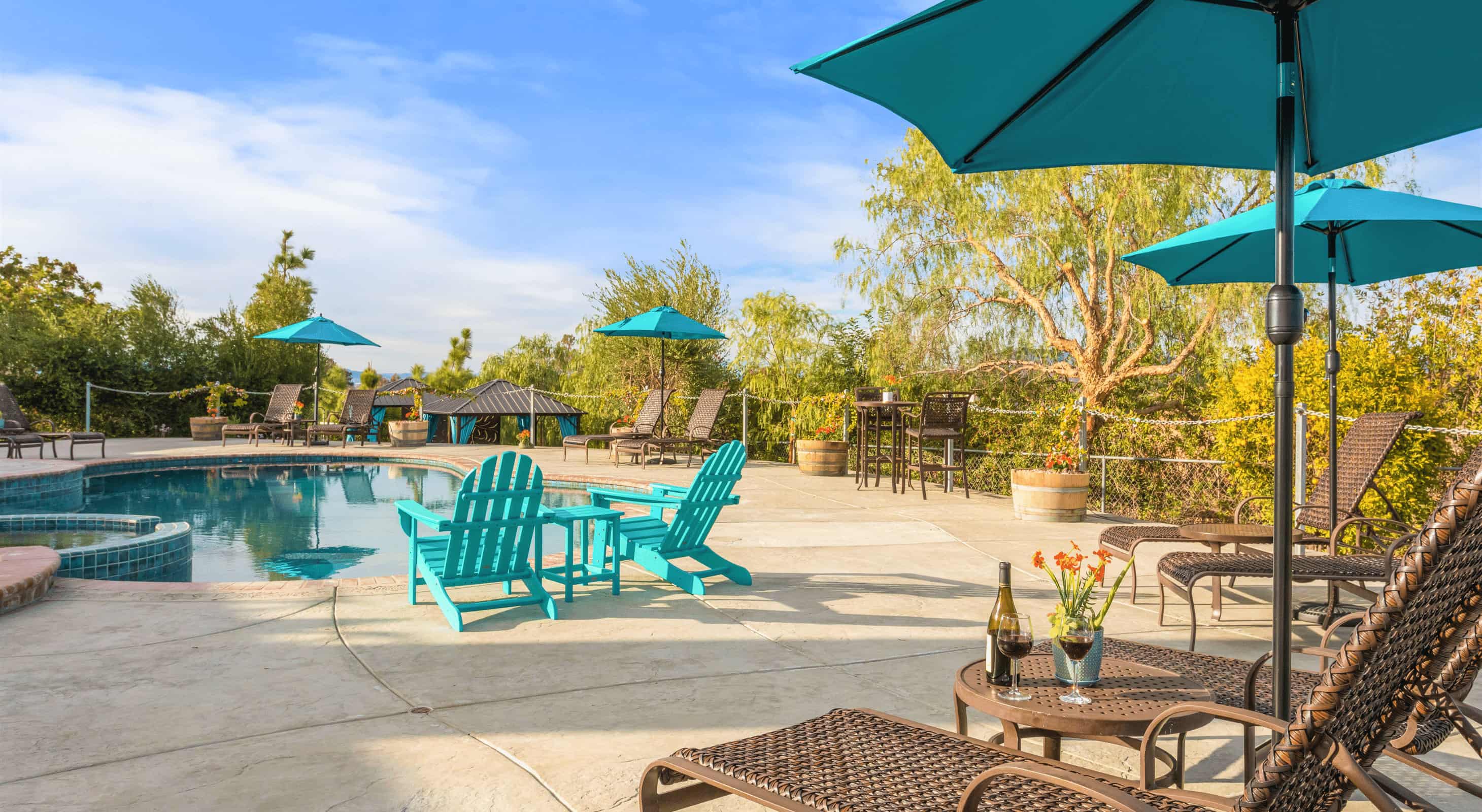 Villa Inn pool lounge chairs for a Temecula wine country getaway