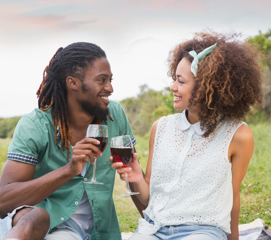 couple wine tasting