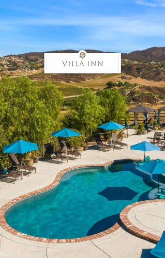 Pool with view of Temecula hills at Villa In